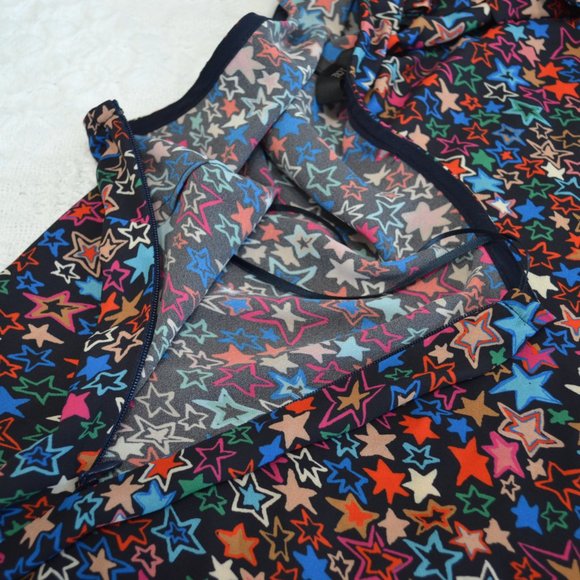 J. Crew Jacuzzi Sexy Girly One-Shoulder Top In Kaleidoscope Star Print N… - Picture 6 of 12